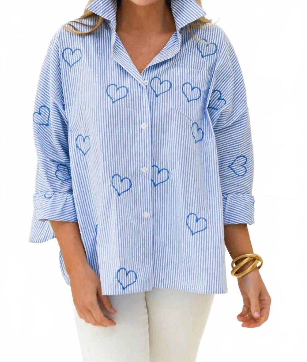 NEW CARYN LAWN abby swing top in blue stripe